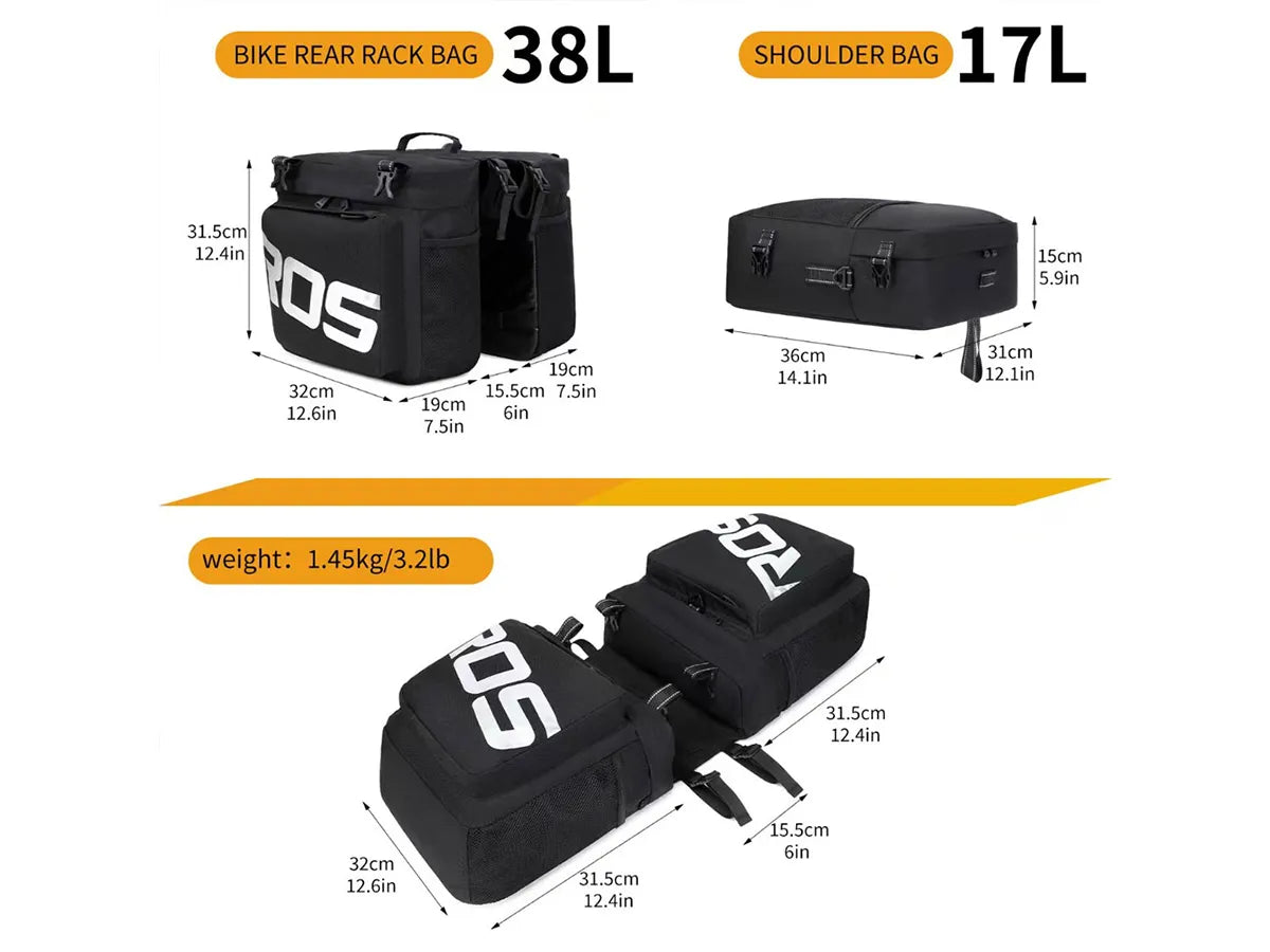 3-in-1 bagagedrager fietstas