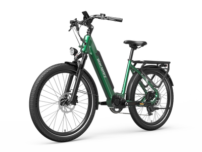 Dukawey FUGL3.0 green low-step 250W e-bike front three-quarter view